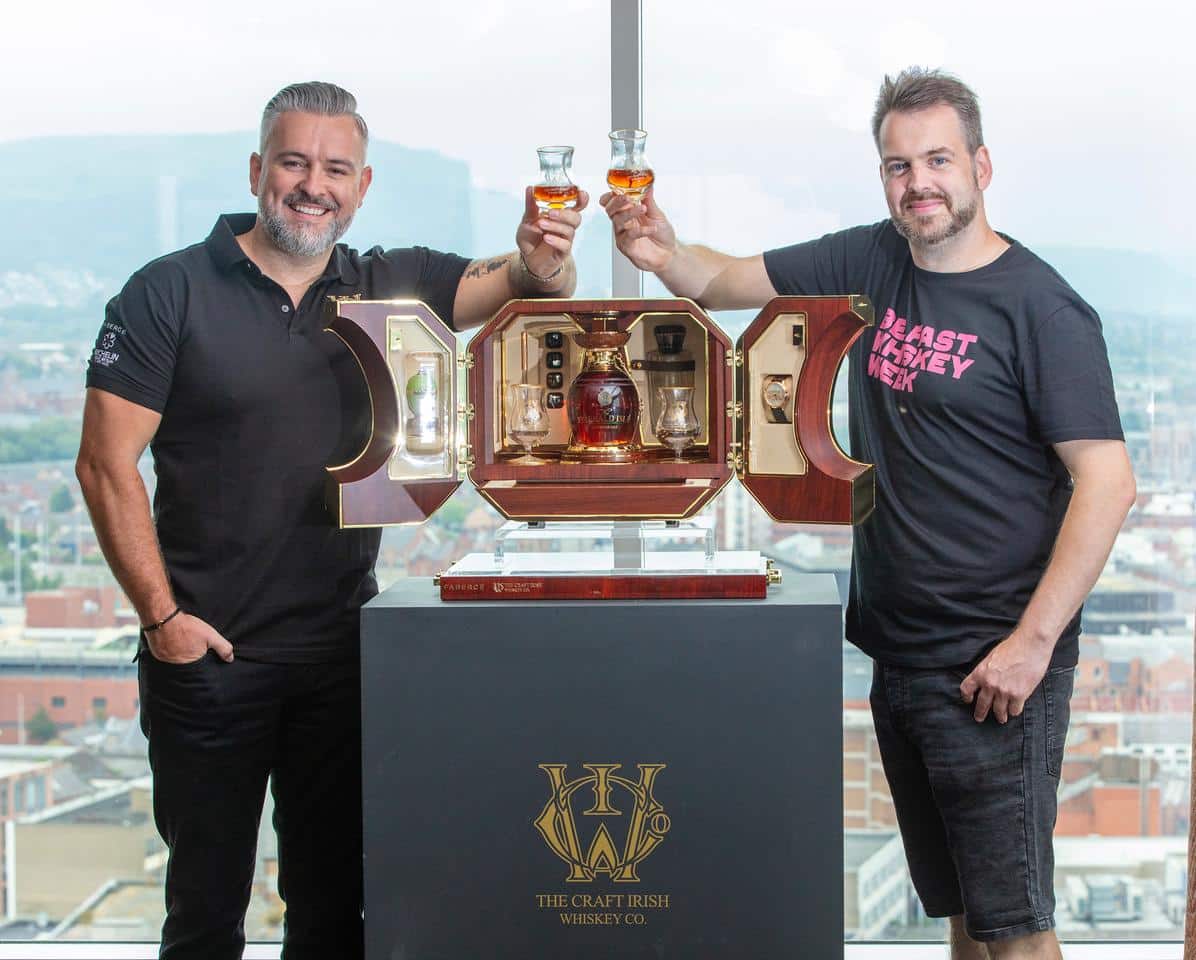 Two men with the most expensive whiskey in the world