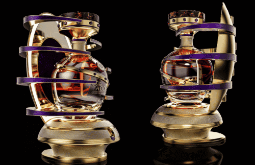 The Aodh luxury whiskey bottles from different angles