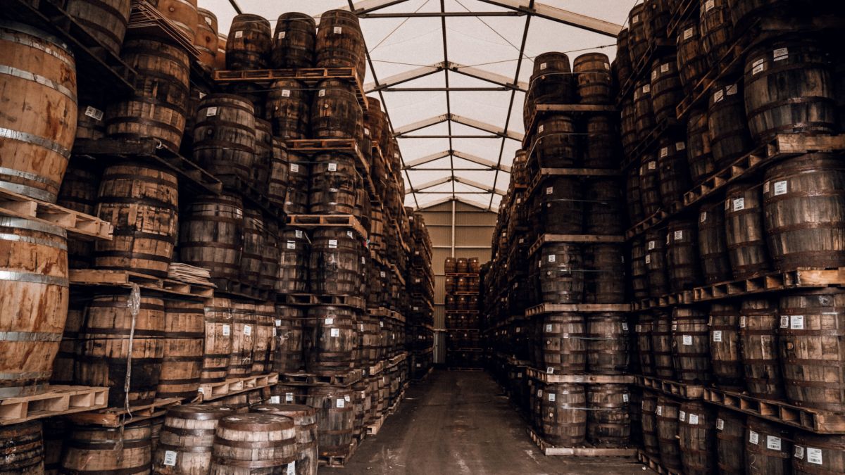 A lot of craft whiskey barrels