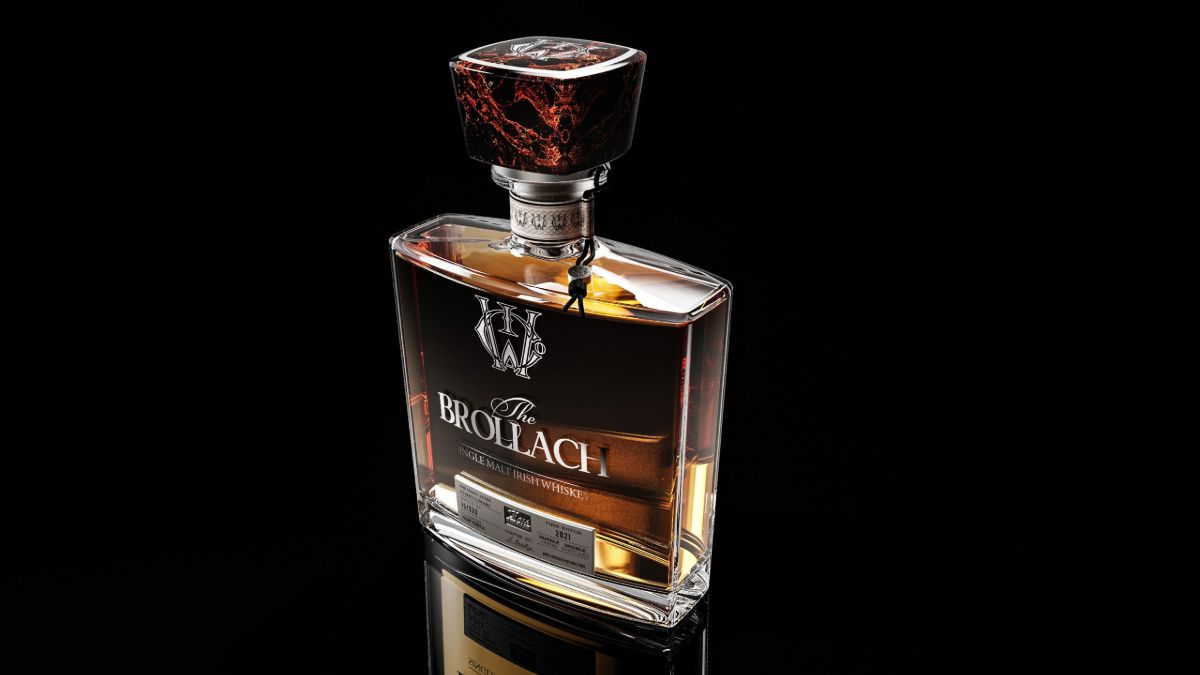 A whiskey bottle of rare, premium whiskey