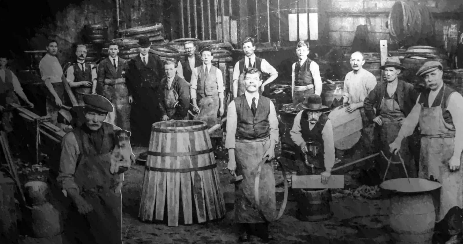 Vintage photo of a craft distilling group