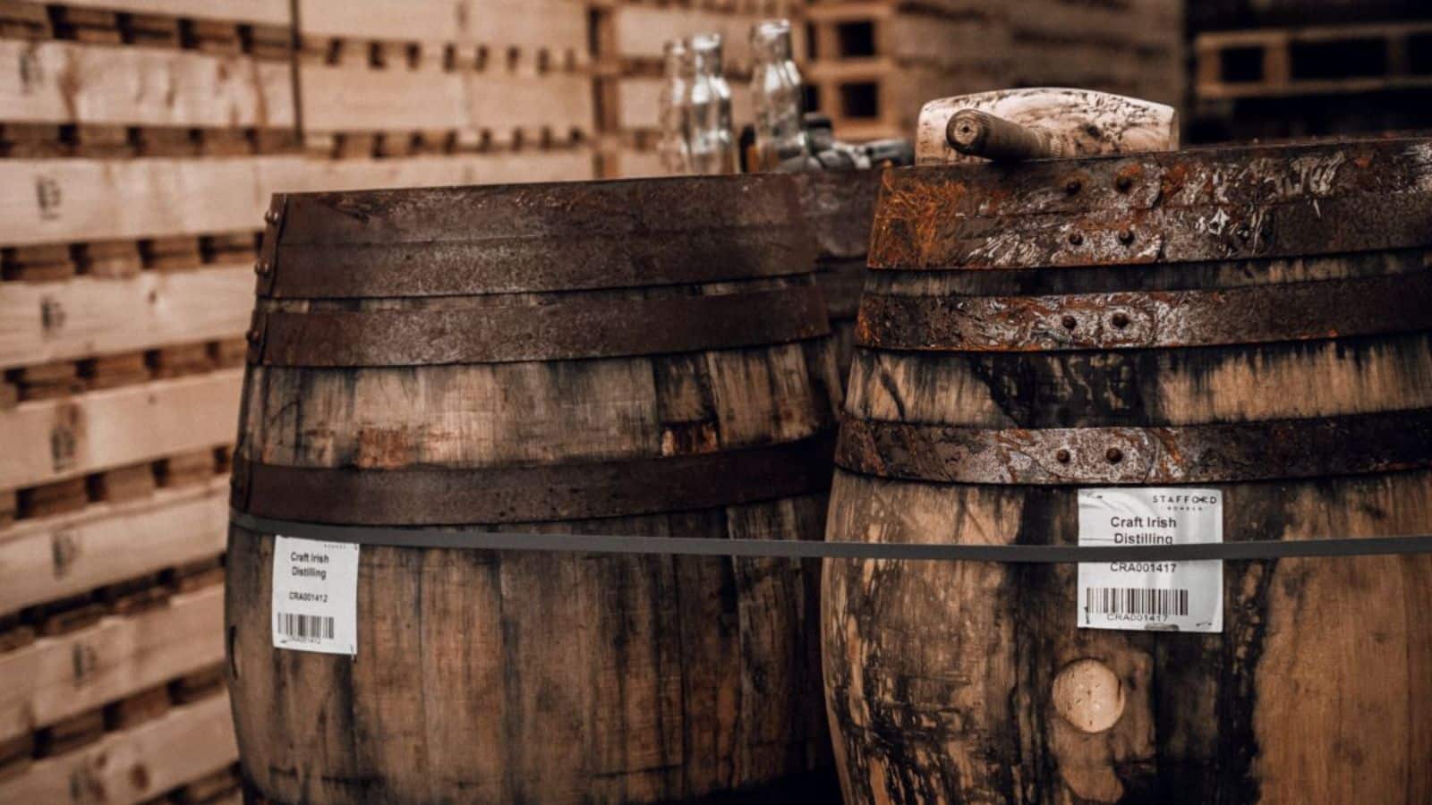 Two craft whiskey barrels