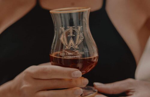 A glass of premium irish whiskey by the Craft Irish Whiskey Co.