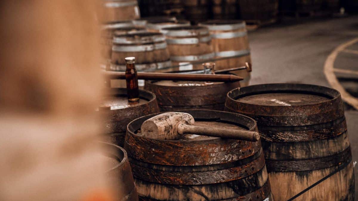 Barrels of handcrafted irish whiskey