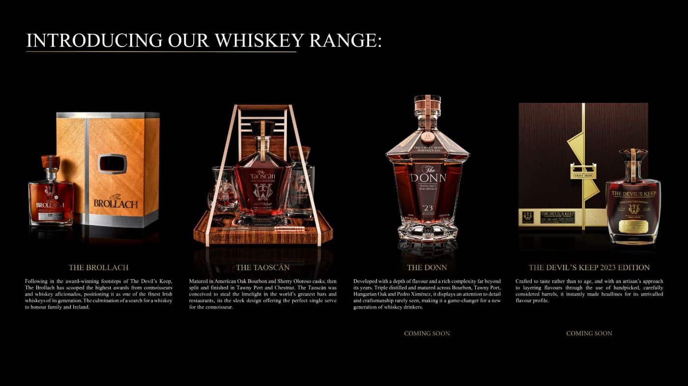 Bottles of the some of the most expensive Irish whiskey in the world