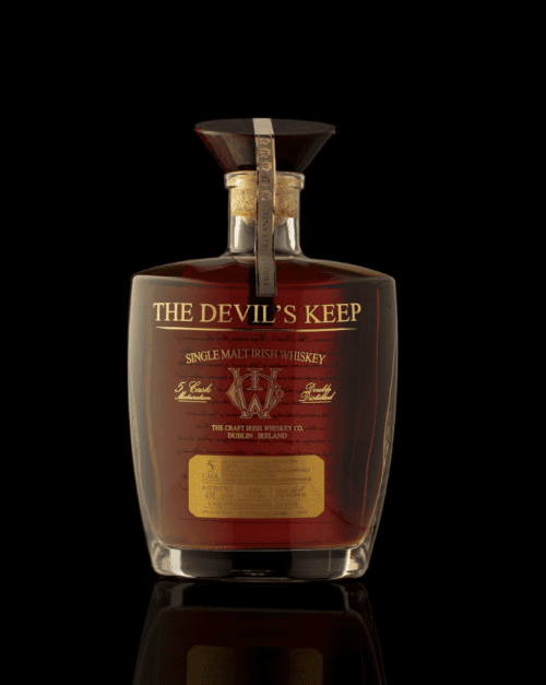 A bottle of luxury Irish whiskey The Devil's Keep