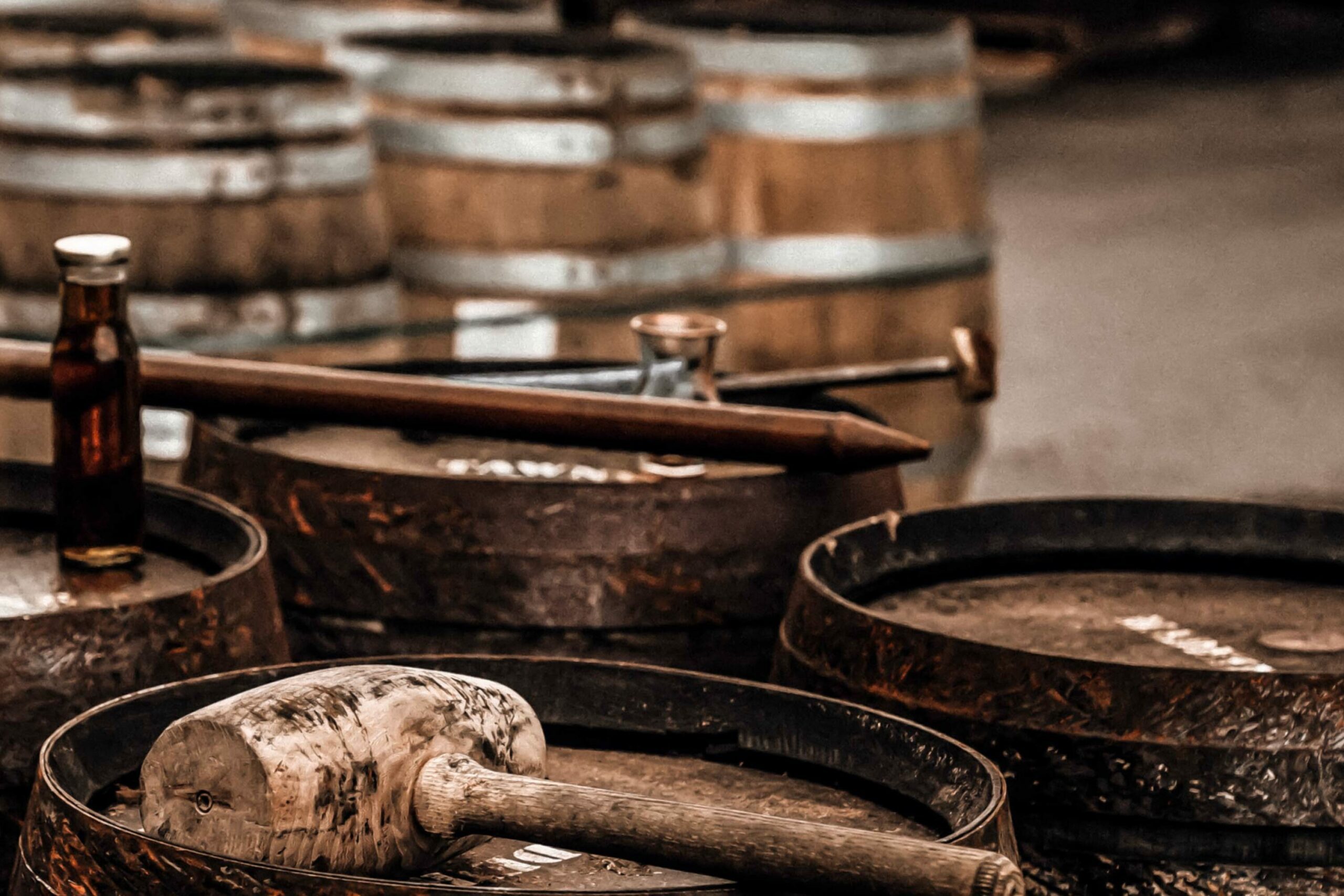 Casks of luxury whiskey depicting how Irish whiskey is made